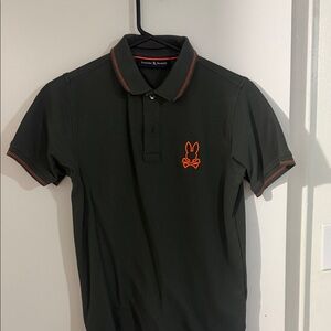 Psycho Bunny Men's Polo in Forest Green with Orange Logo